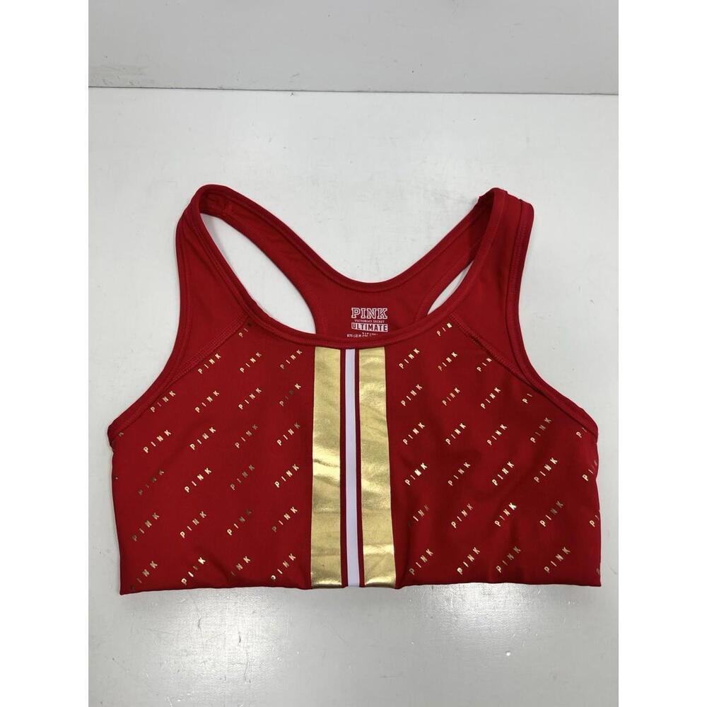 Victoria Secret PINK Women’s Ultimate Sports Bra Red Size Small Gold